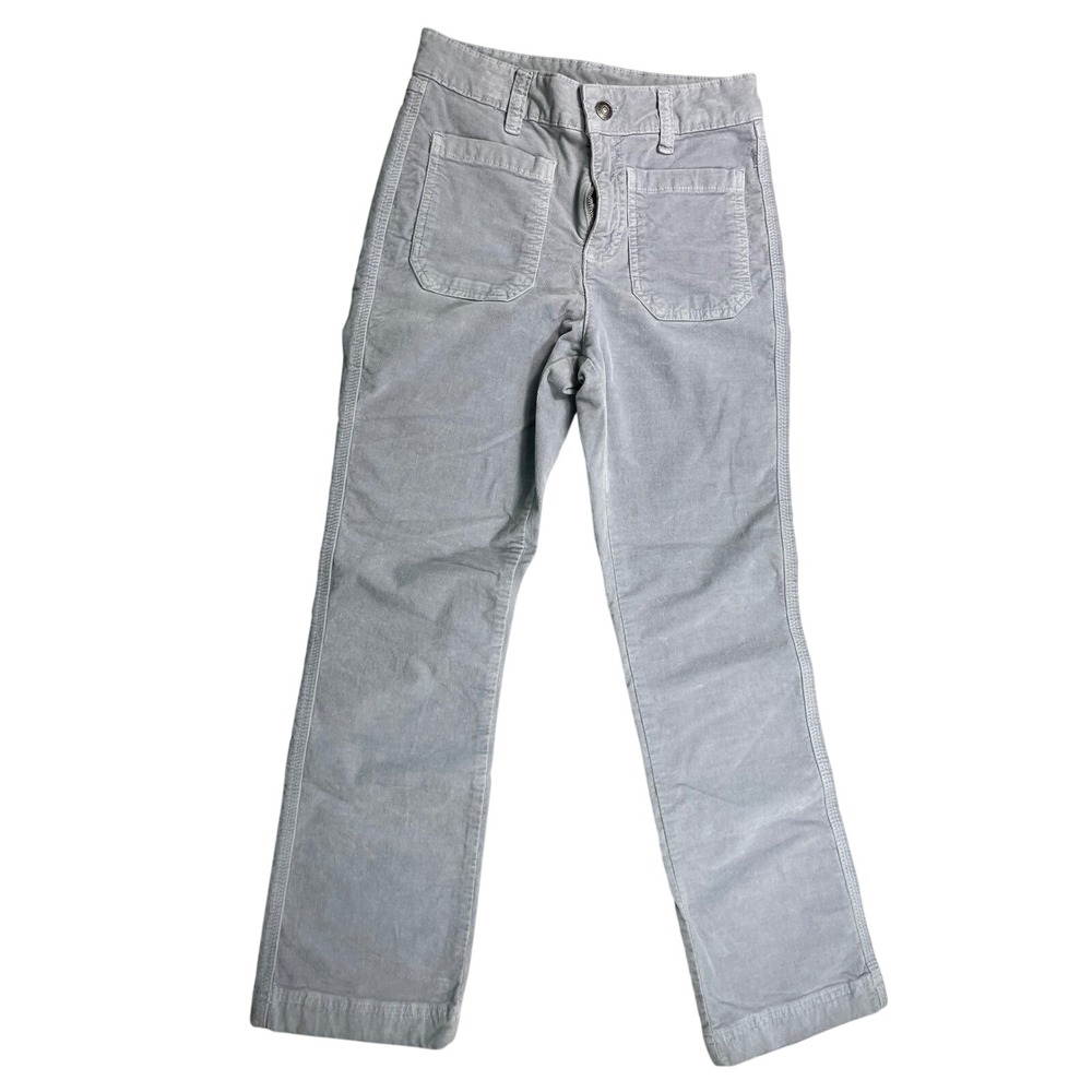 Free People Womens 4 Corduroy Flare Pants Blue Gray Patch Pocket Boho Y2K
